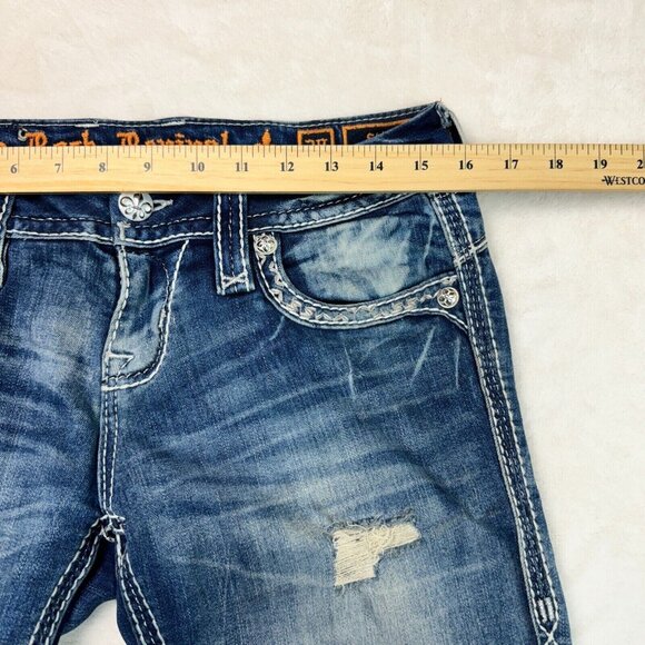 Rock Revival Jeans Skinny Stacey Distressed Low Rise Glittered Women's Size 28 - Picture 4 of 14